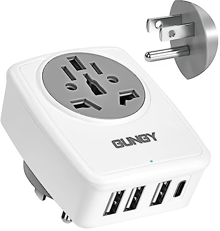 GUNGY Adaptador Enchufe Europeo a Americano 3 USB y 1 Tipo C Adaptador de Viaje Enchufe Universal para EEUU Canada Mexico Tipo B