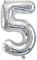 Vthoviwa 40 Zoll/18 Farbens Luftballon Zahlen 5 Silbrig, Luftballon 5. Geburtstag Foil Ballon, 0123456789,10-19,20-25,30,40,50,60,70,80,90, Folienballon 5 Party Dekoration Helium Unterstützen