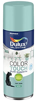 Dulux Valentine Peinture Intérieure et Extérieure Aérosol Color Touch - Pour bois, plastique, PVC, carton, papier - Vert Jade Satin - 400ml