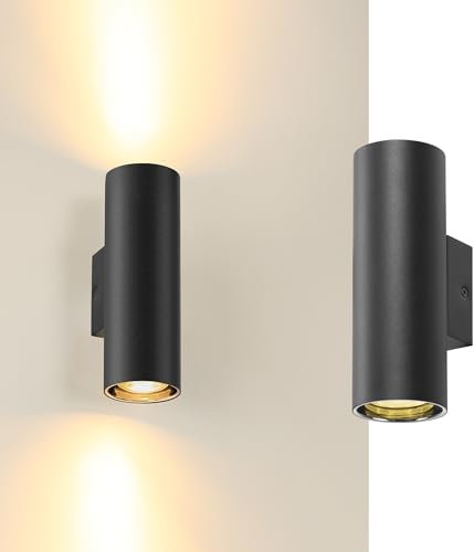 SLV ASTO TUBE UP/DOWN |Wandleuchte, Aufbauleuchte, Innenbeleuchtung für Wohnzimmer, Schlafzimmer, Küche, Diele Kinderzimmer | Aluminium, zylindrisch, max. 2x10W, schwarz