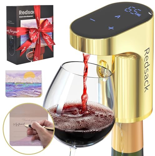 Rechargeable Wine/Whiskey/Liquor Electric Dispenser, Automatic Decanter/Aerator/Pourer, Smart Quantitative Dispensing Adjustable 0-999ml, Men's/Women Birthday Gift, Exclusive Card (for Friend)
