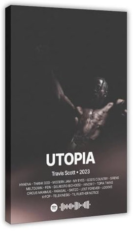 BSapp Travis Scott 'Utopia' Album Cover Poster 3 Leinwand Poster Wandkunst Dekor Druck Bild Gemälde für Wohnzimmer Schlafzimmer Dekoration 60 x 90 cm
