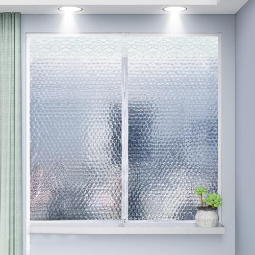 Winter Fenster Isolationsset Kaltschutz,Winddicht Schalldicht Fenster-Isolierfolie Fensterabdeckungen,um Kälte Draußen zu Halten Indoor Fenstertür Isolator-Kit (140x230cm/55x91in)
