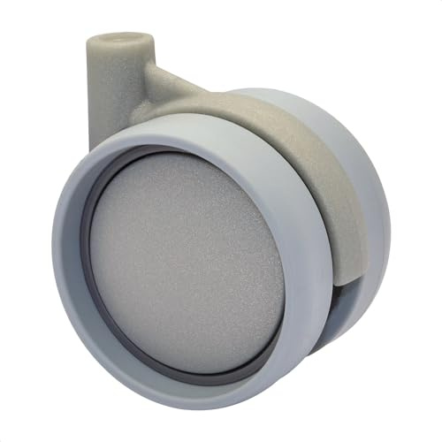 WAGNER Design Möbelrolle/Lenkrolle/Doppelrolle - soft - Durchmesser Ø 75 mm, Bauhöhe 90 mm, silber, Tragkraft 50 kg - Made in EU - 01006601