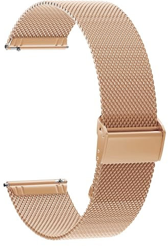 AidorMax Armband 22 mm Edelstahl Mesh Uhrenarmband, Schnellspanner Ersatzarmbänder mit Verstellbares Rutschfester Schnalle für Smartwatches und Armbanduhren Herren Damen (22 mm, Roségold)