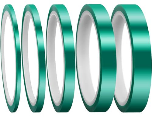 LLMtn 5 Rollos Cinta Adhesiva Resistente al Calor Cinta de Transferencia de Calor Cinta de Sublimación Cinta Aislante Kapton para Placa de Circuito Electrónico (3/5/8/12/15mmX33M)