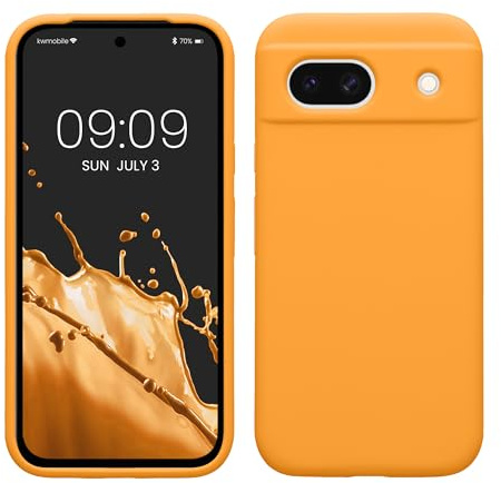 kwmobile Case Compatible with Google Pixel 8a Case - TPU Silicone Phone Cover with Soft Finish - Fruity Orange