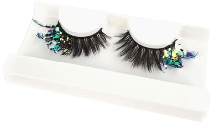 Farbige Wimpern, 5D-falsche Wimpern mit Glitzer künstliche Nerzwimpern Wispies flauschige farbige Wimpern, dramatische Streifenwimpern für Weihnachten Cosplay Kostüme künstliche Wimpern