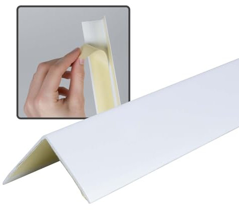Dalsys 200cm Profilé d'angle autocollant en PVC 30mm x 30mm blanc, protection élevée
