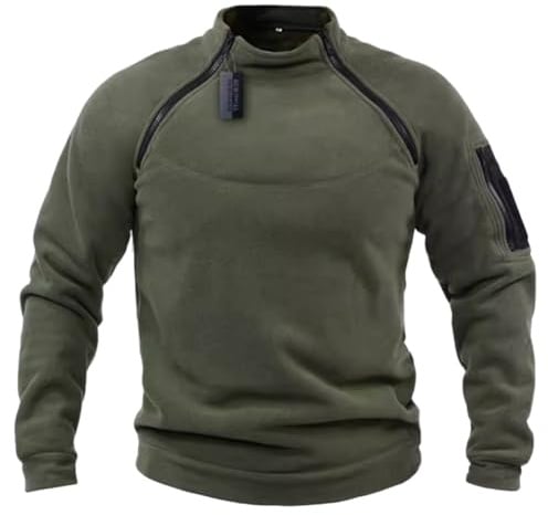 CAMDOM Giacca Tattica da Uomo in Pile Militare con Cappuccio Cappotto Lavorato a Maglia per Sport Escursionismo Pesca