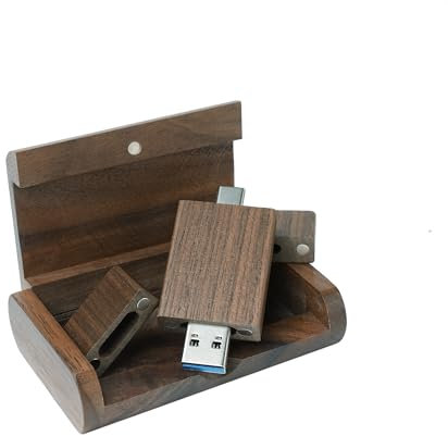 Yaxiny Chiavetta USB C 8GB in Legno di Noce - OTG Pen Drive USB 3.0 e Tipo C per Smartphone Android - 1 Pezzo