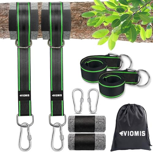 Viomis Schaukel & Hängematte Befestigungsset 900KG – Komplettpaket mit 150cm Gurten, Karabinern, D-Ringen, Baumschutz & Aufbewahrungstasche, Universelle Nutzung für Garten und Outdoor