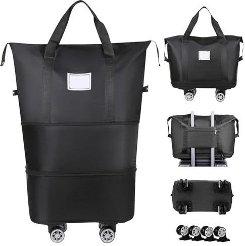 Sac de Voyage à Roulettes Pliable et Extensible - Fonction Trolley, 28-58 L, Avec Roulettes