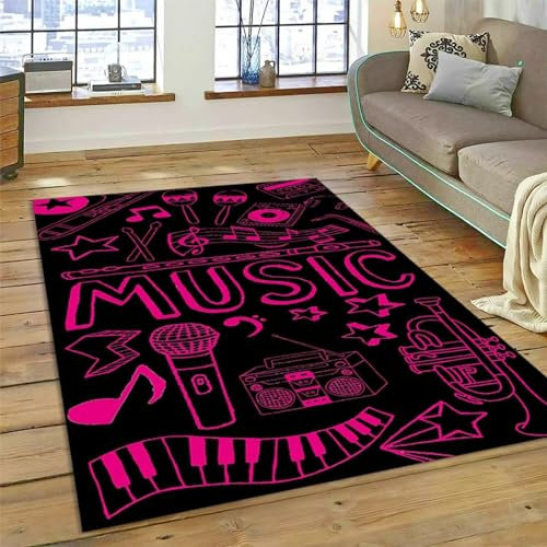 Illusionsteppich, Kreative Klaviernoten 3D-Flächenteppiche, Schlaf- Und Wohnzimmer, Rechteckige Rutschfeste Bodenmatte, Nachttisch, Heimtextilien-Teppich, Weich Und Hautfreundlich 180 X -1Q5O/P9F0-0H7