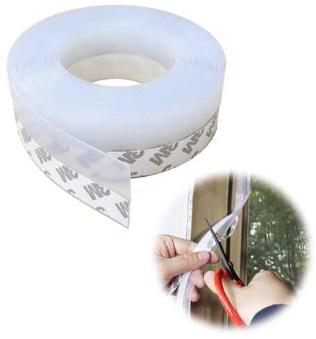 YALiya Bande Etancheite Autocollante, Bas de Porte Bande D'étanchéité, Joint Fenetre Isolation, PVC, 5M×45MM, Transparent, pour Isolant Porte Fenêtre, Insonorisant, Résistant aux Intempéries