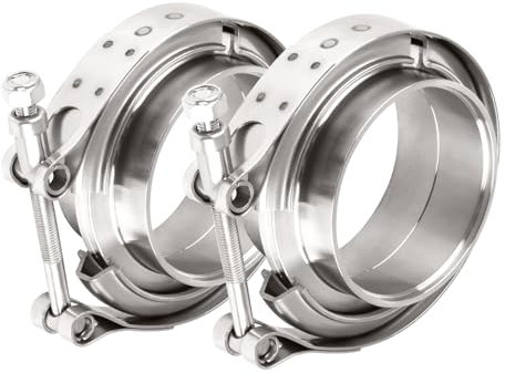 DOCAS 2pcs Ø 50.8mm(2.0) V-Band Klemme + Flansche komplett Edelstahl Extra Turbo Schlauch,Edelstahl V Band Schelle Set Turbo Abgasanlage Schnellverschluß