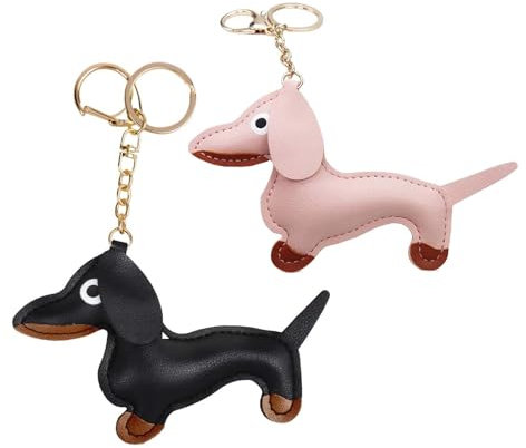 VIDSTW 2 Stück Schlüsselanhänger Dackel Schlüsselanhänger Hund Dackel Geschenke Keychain Dackel Deko Schlüsselbund Schlüsselanhänger Leder für Weihnachtsgeschenke Halloween-Geschenke