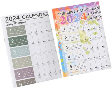 BCOATH Wandkalender 2024 in Englischer Version Doppelseitiger Planer Jahresplan Stilvolle Dekoration Für Zuhause Für Lehrer Studenten Büroangestellte