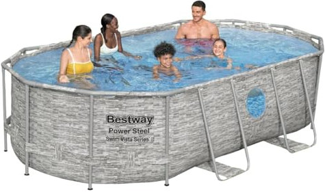 Piscina fuori terra, da giardino, con struttura in metallo antiruggine, completa