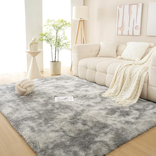 Nyescasa Hochflor Teppich Langflor Wohnzimmer Modern Flauschig Rechteckig Teppich für Wohnzimmer Kinderzimmer Schlafzimmer Flur Läufer Grau Shaggy Innen 160x230cm Dickere Ausführung