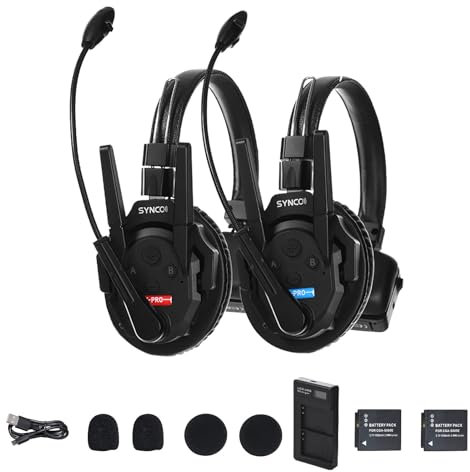 SYNCO XTalk Pro2 XPro X2 2.4GHz Wireless Headset Communication System Random Master Device 500m Operating Range Real-time Monitoring AI Noise Reduction Headset for Movie Shoot Live Show (2Pcs)