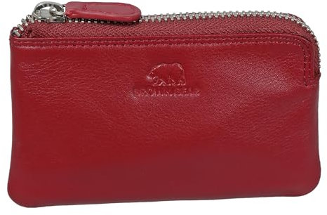 BROWN BEAR Schlüsseletui Leder Rot - Echtleder Schlüsseltasche für Damen & Herren - Schlüsselmäppchen mit Münzfach RFID-Schutz & Kartenfach - BB 8017 CRD
