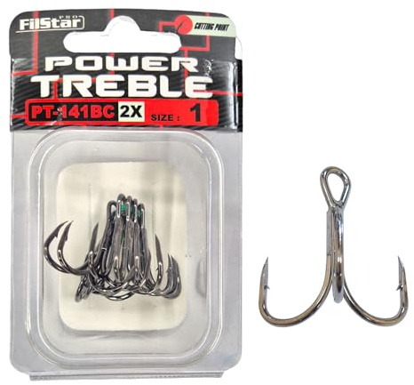 PRO FILSTAR Drillingshaken Set N1 6 STK- Drillinge Angelhaken Set - Fishing | Treble Hooks Sport Set - Angeln Haken - Kunstköder Jighaken - Hecht Wels Zander Angel Haken - Wobbler & Pilker Jig Haken