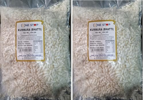 Mumra (Kurmura Bhatti) 200g | Premium Quality Puffed Rice | Healthy Snack | Gluten-Free & Vegan | Ideal for Bhel Puri, Breakfast, and Light Meals (Pack of 2)