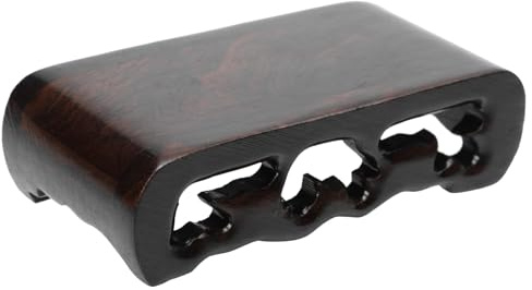 Alipis Rectangular Solid Wood Teapot Base and Bonsai Pedestal with Book-shaped Carved Design, Dark Wood Display Stand for Buddha Statue and Vase, Versatile Home Décor Holder for Living