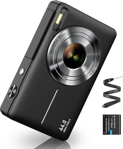 Digital Camera 1080P FHD Compact Camera 44MP Camera 16X Digital Zoom Simple Vlogging Camera Portable Digital Camera for Kids Teen Students Seniors Beginner (Black)