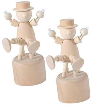 Garneck 2stücke Holzclown Tischornament Schreibtisch Holzskulptur Dekoration Handarbeit Holzdekor Clownfigur Ornament Für Schreibtisch