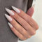 NICENEEDED 24PCS Long Stiletto Press on Nails, White False Nails Almond Glossy Artificial Nails for Women