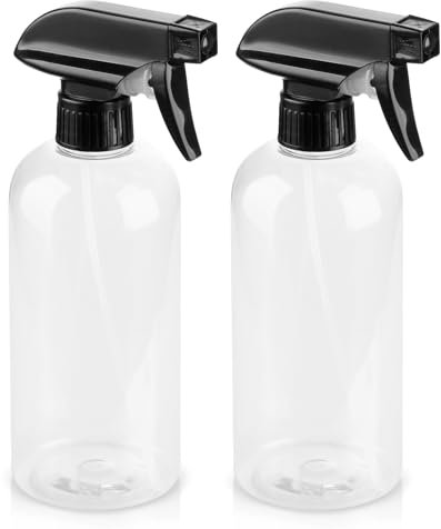 Bynccea 2 Stk Sprühflaschen 500ml Kunststoff Sprühflaschen mit Verstellbare Sprühkopf, Leere Sprühflasche für Pflanzen, Haarpflege, Autoglasreinigung (Transparent)