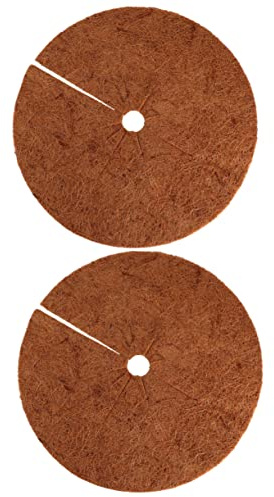 ifundom 2 Pièces Tapis de cocotier Doublure de Noix de nattes Coussin résistant à l'usure Tapis d'anneaux de Plantes Tapis de Pot de Fleurs Bambou Brun