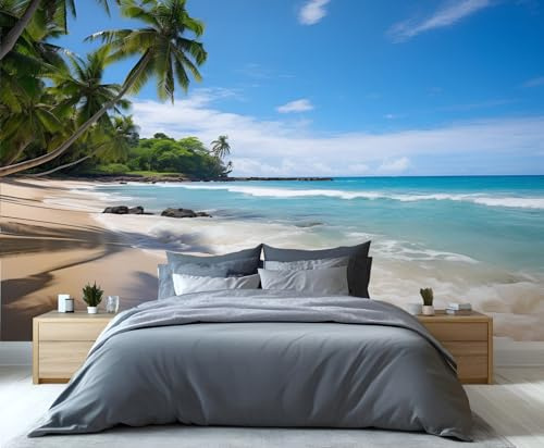 YXQAIED Blue Sea Wallpaper, Sunset Ocean Removable Wallpaper, Beach Wall Mural for Living Room Kids Bedroom Backdrop Wall Decor, 400x280cm