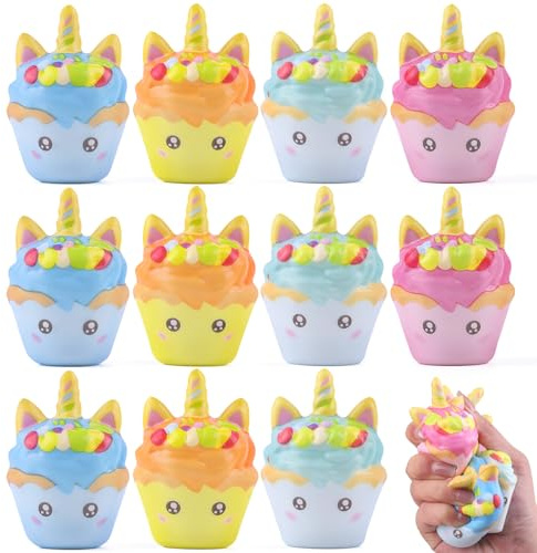 Anboor 12 Stück Squishies Spielzeug Einhornkuchen Stressbälle Quetschspielzeug Schaum Squishies Stressabbau für Kinder Erwachsene Preise