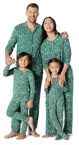 Amazon Essentials x Sofia Grainge Herren Passende Weihnachts-Pyjama-Sets für die ganze Familie, Dunkles Salbeigrün Holiday, XXL
