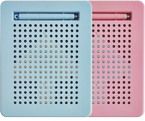 LUSTERMOON 2 Stück Magnetzeichnungstablett für Kinder mit Magnetstift und Perlen, Mal- und Skizze-Spielzeug für Kleinkinder Mädchen & Jungen, Stressabbau-Spielzeug