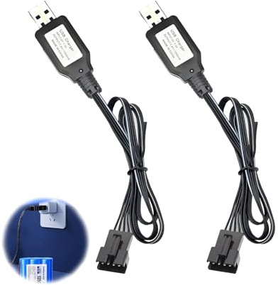 2 PCS 7.4V USB Charger Cable, Lipo Battery Charger 1000mA Sm-4P Battery Charging Cable with Protection Compatible RC Car Plane RC Tank Boat and Other Remote Control Toys Universal Compatibility