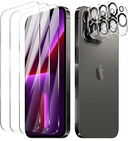 Lyootam 3 Pack Screen Protector for iPhone 13 Pro, 3 Pack Camera Lens Protector, Tempered Glass, 17H Hardness, HD Clear, Anti-Scratch, Bubble Free, Anti-Scratch
