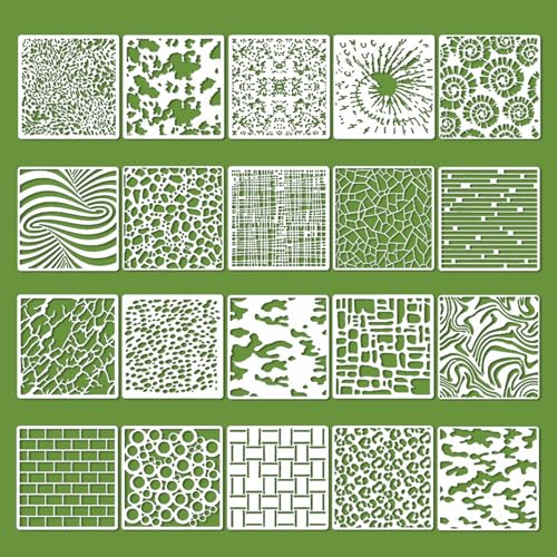 Kunststoff Schablonen Set Geometrische Texturen Schablonen Malen geometrische Malschablonen Schablonen Malen für Scrapbooking, Boden,Möbel Wandgestaltung Deko,DIY Scrapbooking Handwerk (20FXWL)