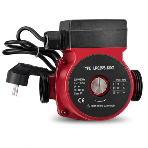 Viemylu Pompa di Circolazione LRS25/6-130G, 220V, 50 L/min, 6 M, Alta Pressione, per Acqua Calda e Fredda