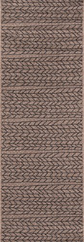 Momeni Rugs Como Teppich für drinnen und draußen, modernes geometrisches Muster, 70 x 200 cm, Hellbraun