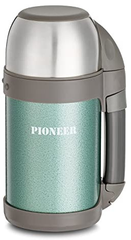 Pioneer Stainless Steel Vacuum Flask Thermos Mug with Strap, Green 1 Litre 33.81 fl oz