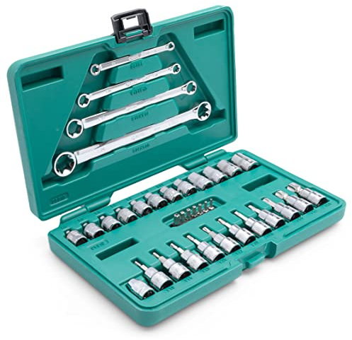 SATA ST09010SJ Torx Master Set 1/4/6,35 mm und 3/8/ 9,525 mm, mit Außen Torx Steckschlüssel 35 Tlg.