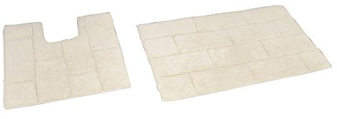 Rapport Tile Bath and Pedestal Mat Set, Cotton, Cream