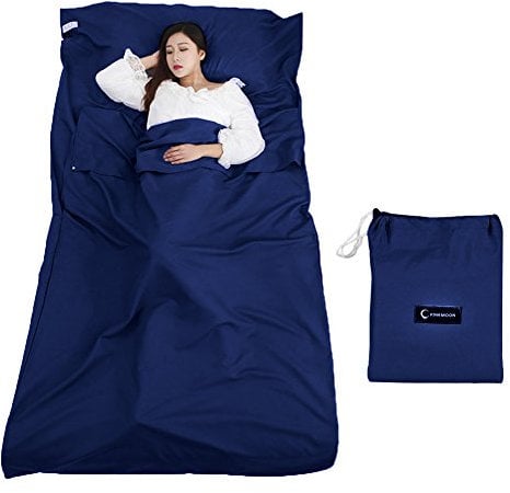 Queta Hüttenschlafsack Schlafsack Reiseschlafsack mit Tragetasche Ideal für Innen Hostels Berghütten Jugendherbergen Camping Outdooraktivitäte usw. (Mondlichtblau)