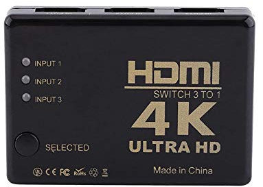 Richer-R 3 input to 1 output HDMI switcher, 4K Ultra HD 1080P 3 Port HDMI Switch Amplifier Selector Splitter Hub with Remote Control