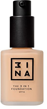 3INA MAKEUP - Vegan - The 3 in 1 Foundation 207 - Rosa pfirsich beige - Grundiert und kaschiert - Foundation mit mittlerer bis hoher Deckkraft - Langlebige Formel - SPF15 - Matte Finish - Cruelty Free