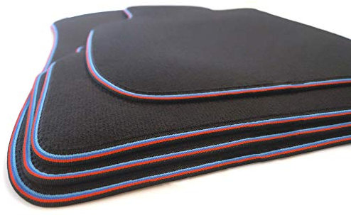 Fußmatten für BMW 3er F30 F31 F80 M3 Premium Velours Autoteppich Automatten Set Schwarz Blau Rot
